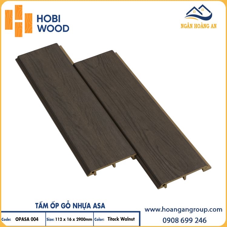 Tấm Ốp Tường Gỗ Nhựa Phủ ASA Hobiwood OPASA 004 Titack Walnut